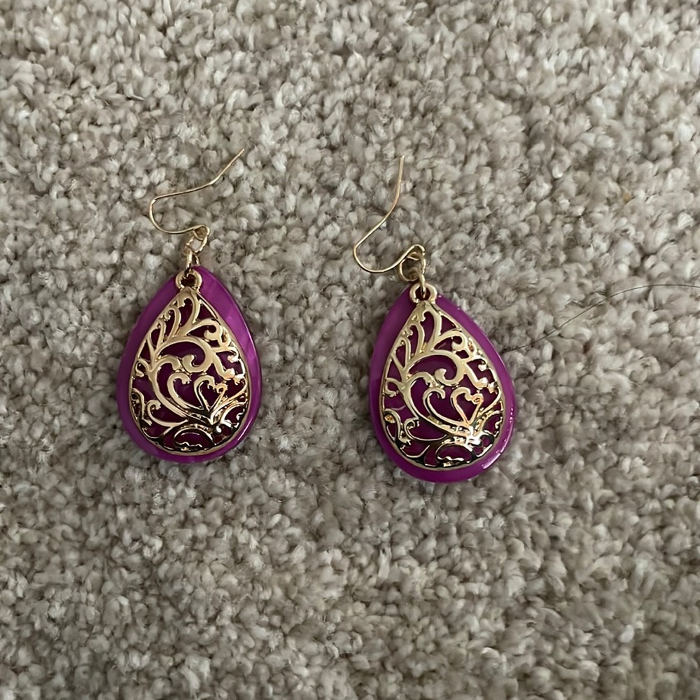 Purple and gold earrings